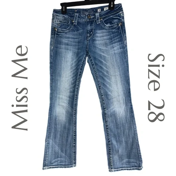 Miss Me - JE5330B4R Embellished Wing Pocket Bootcut Jeans - Light Wash - Size 28 - Picture 2 of 10